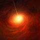 Interpretación artística del agujero negro en el centro de la galaxia M87.